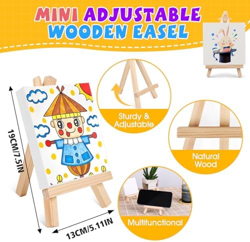 ESRICH 16 Set Mini Acrylic Paint Kit, 5in Mini Canvas with 7.5in Easel - Image 3