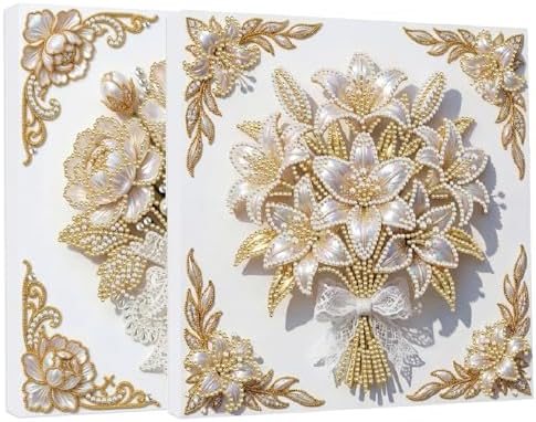 5D DIY Pearl Painting with Frame Floral Theme Handmade Healing Home Wall Decoration Creative 9.84x9.84in Tools -2PCS-1 by Artiphile