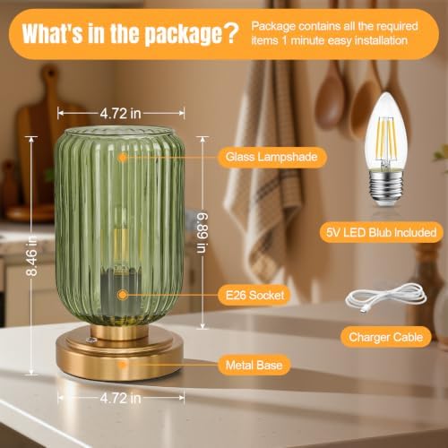 LightRound Cordless Table Lamp for Bedroom, Touch Stepless Dimmable - Image 4