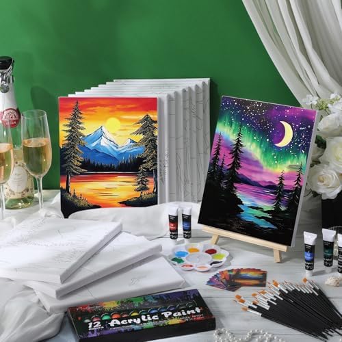 Sherr 12 Pcs Pre Drawn Canvas for Adults,Summer Sunset,8 x 10 Inch - Image 2