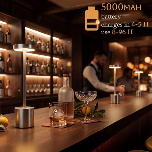 Silver Cordless Table Lamp 2Pack Rechargeable Portable Table Light - Image 5