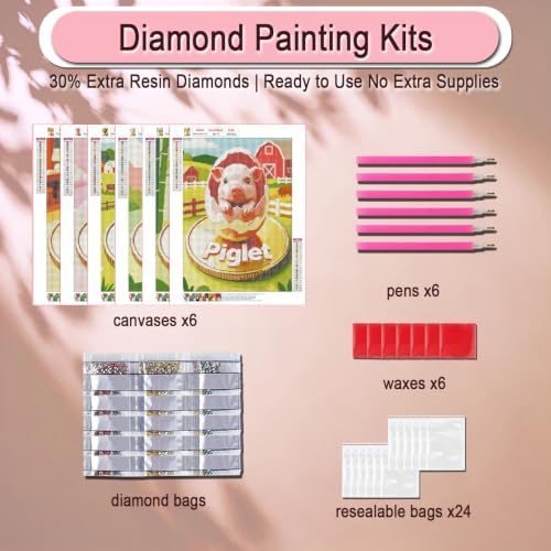 DOZEEZOP 6-Pack Diamond Art Kit for Adults, 5D Diamond Painting 12x16 Inch - Image 7