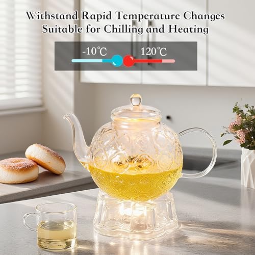 Glass Teapot with Removable Infuser-1500ml/50oz Clear GlassTea Pot for Stovetop, Borosilicate Microwave-Safe Glass Tea Kettle & Tea Maker for Blooming & loose Tea - Image 3