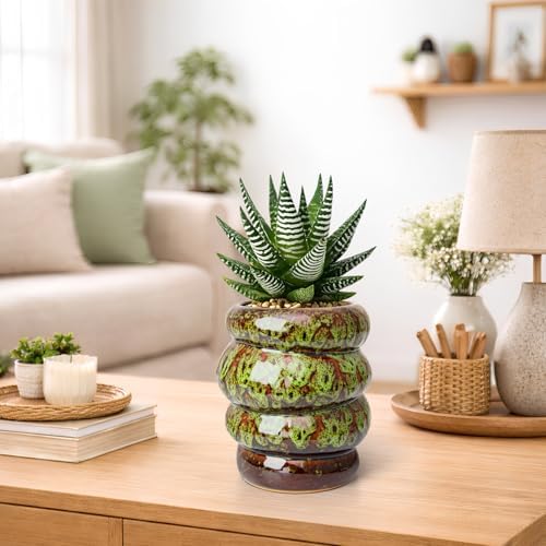 5 inch Ceramic Plant Pot - Flower Pot for Indoor Plants with Drainage Hole - Image 6