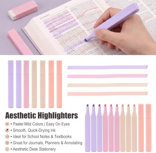 Colarr 54 Pcs Aesthetic College School Supplies Back to School Set,Pink - Image 5