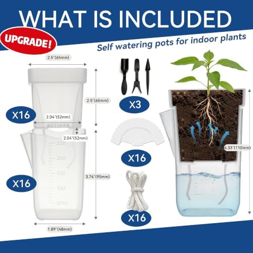 16 Pack Upgrade 2" Small Self Watering Pots for Indoor Plants - Image 2