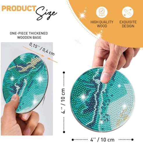 8 Pcs Marble Ocean Shaped Diamond Painting Kits, Diamond Painting Kits with Holder Marble Ocean, Diamond Art Coasters for Beginners Adults - Perfect Art Craft Supplies Gift!… - Image 6