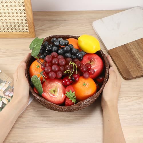 Hipiwe 10" Round Key Tray for Entryway Table Handwoven Wicker Basket Bowl - Image 4