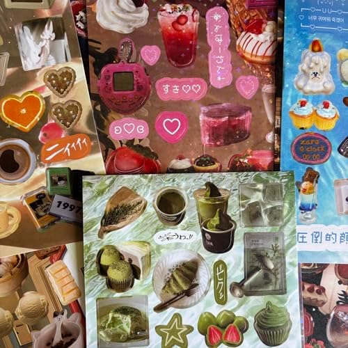 800+ Kawaii Japanese Stickers for Journaling, 45 Sheets Vintage Cute Desserts Themed Japanese SticBook for Scrapbooking,Junk Journal Supplies, Planner(Sea) - Image 3