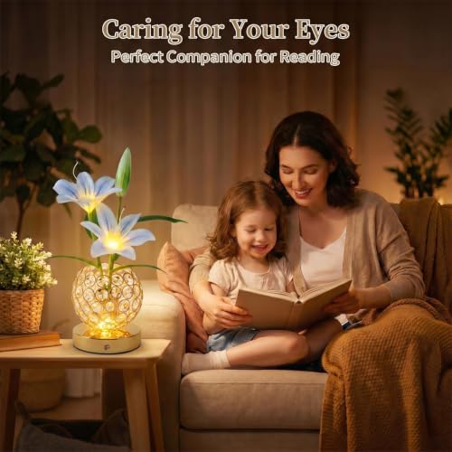 Stargazer Lily Crystal Table Lamp, Rechargeable Touch Flowers Lamp - Image 6