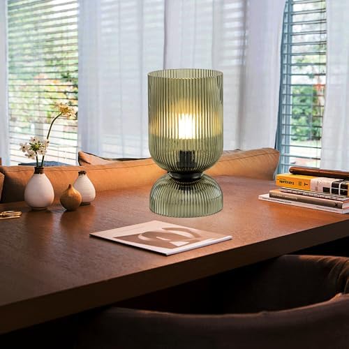 Modern RGB Glass Table Lamp with Remote，Color Changing Bedside Lamp with Green Glass Shade, 16 Colors, On/Off Cord Switch, Nightstand Lamp for Bedroom, Living Room, Office,Bulb Included - Image 4