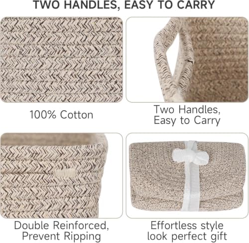 3 Pack Small Storage Baskets for Organizing, 11.8×7.8×5.1", Gradient Brown - Image 5