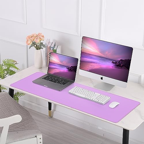 AFIING Leather Desk Pad Protector, Large Desk Mat with Natural Cork & PU Leather, Mouse Pad, Non-Slip, Waterproof Desk Writing Pad for Office and Home, Purple - Image 6
