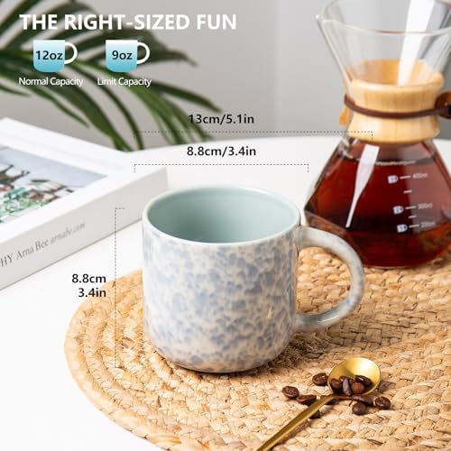 MONITO 12OZ Coffee Mugs Set of 4, Modern Ceramic Coffee Mug Set with Handle - Image 2