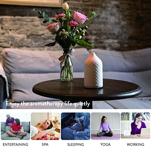 Essential Oil Diffuser for Home, Ceramic Aromatherapy Diffuser for Essential Oils, 120ml Oil Diffuser with Waterless Auto-Off and 7 LED Lights for Large Room Yoga Spa (White) - Image 6