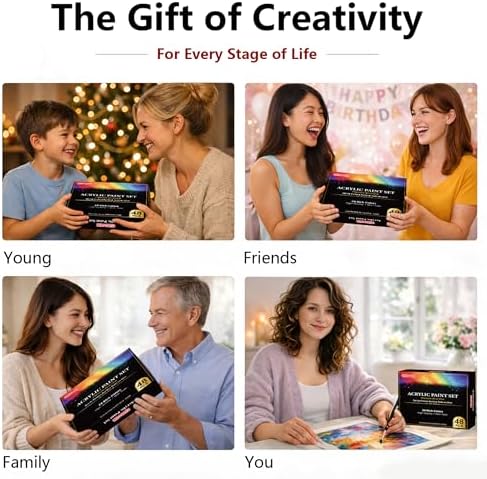 MISUMISO Acrylic Paint Kit for Beginners, 24 Colors Complete Painting Set with 4 Canvas Panels, 10 Brushes, Wooden Easel, Palette & Art Supplies, All-in-One Paint Set for Adults & Teens - Image 6