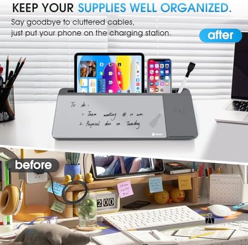 Varhomax Glass Desk Whiteboard with Wireless Charger - Image 4