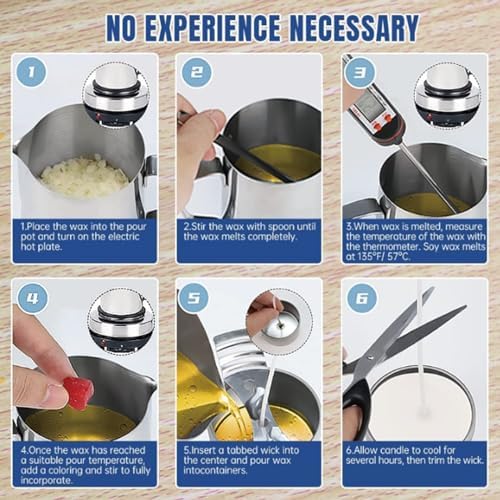 Candle Making Gift Box Set for Adults and Beginners - Heating Stove + Pouring Cup + Thermometer + Soy Wax (1000g), Candle DIY Tools - Image 5