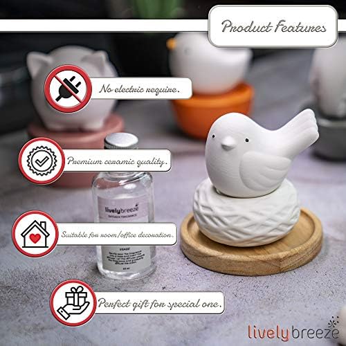 Little Bird Nest, Non-Electric Ceramic Diffusers for Essential Oils and Aromatherapy Fragrance, White Ceramic Diffusers in Car or Bathroom and Desk Office Decor, White Vase - Image 4