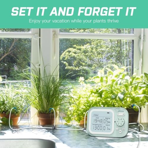 Automatic Plant Waterer Indoor Self Watering System for 15 Potted Plants, Auto Drip Irrigation Kit Programmable Water Timer with Smart Humidity Detection, Green - Image 2