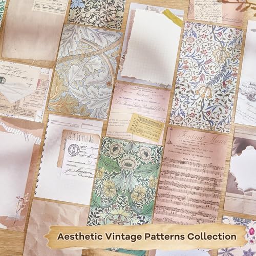 440PCS Vintage Scrapbook Supplies Kit – 360 Sheets Decorative Papers & 80Pcs Aesthetic Botanical Stickers, Retro Ephemera Pack for Journaling, Planners, DIY Collage - Image 7
