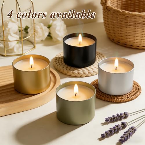 PCREGPAE 4OZ Black Candle Tins Cans with Lids and Wicks for Making Candles - Image 3
