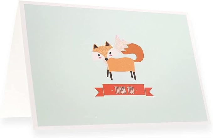 Best Paper Greetings Baby Shower Thank You Cards with Envelopes - Funny Woodland & Cute Animal Designs - Premium Cardstock Greeting Cards with Adhesive Envelopes - 6 Designs, Pack of 48, 4 x 6 In