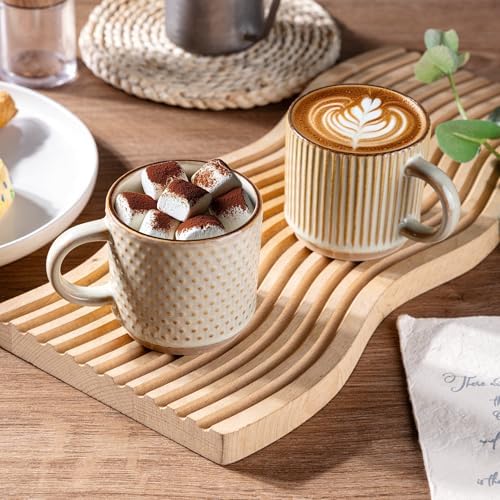 GBhome 8 OZ Stackable Coffee Mugs Set of 4, Ceramic Coffee Cups Set - Image 6