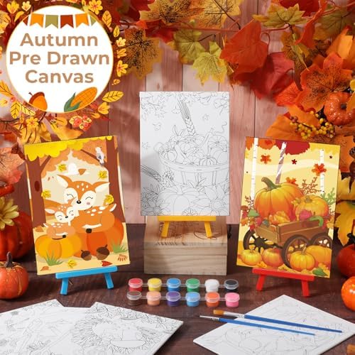 Blosssound 10 Set Fall Pre Printed Canvas For Painting Autumn Canvas 5x7" - Image 2