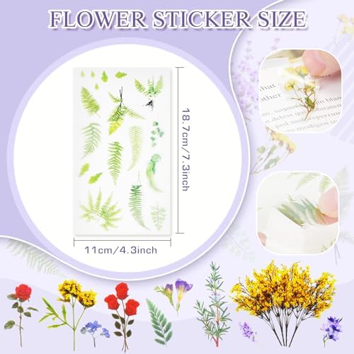 36 SheetsFlower Stickers for Scrapbooking,576 Pcs Self-Adhesive Transparent Flower Stickers Scrapbook Supplies Journaling Stickers for Adult Card Making Letters DIY Water Bottle Cards Decoration - Image 2