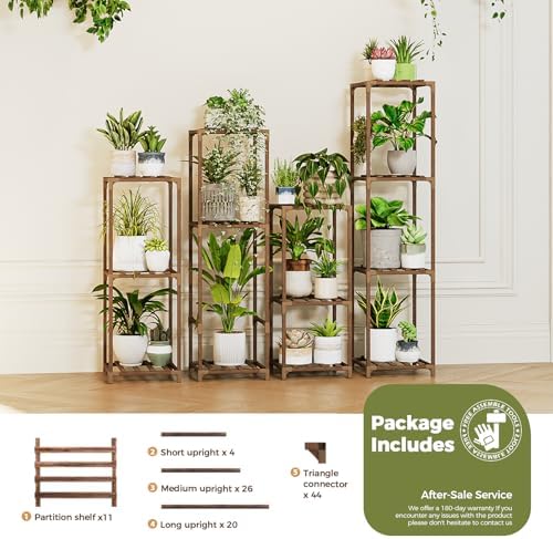 Bamworld Plant Stands Indoor 4 Sets Plant Shelves Outdoor - Image 6