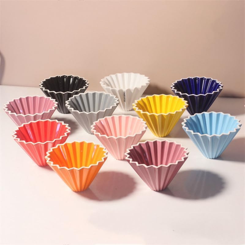 Ceramic Coffee Dripper Pour Over Coffee Maker with Wood Stand Elegant Flower Shape Filter - Image 5
