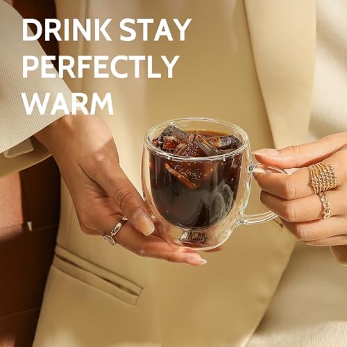 Sweese 5oz Double Wall Glass Espresso Cups Set of 4, Clear Glass Espresso Shot Cups Perfect for Cappuccino, Latte, Tea - Image 5