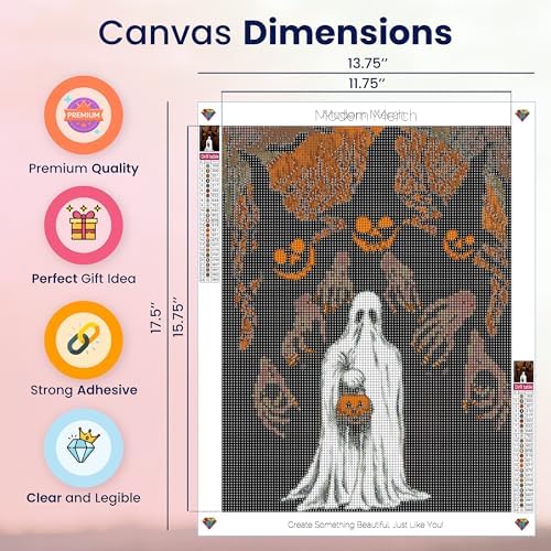 Halloween, Ghost Diamond Art Kit for Adults Scary Monster Ghost 5D 12x16 - Image 4