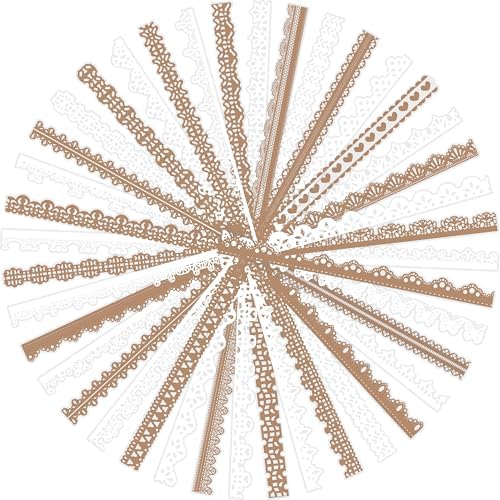 160 Pcs Transparent Lace Stickers for Scrapbooking Photo Album Card Making Journals Wedding Invitations Craft Project Decoration, White and Light Coffee Color PET Material, 40 Patterns by Obujopal
