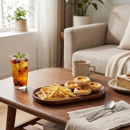 Small Serving Wooden Tray Salad Plates for Fruit Cookie Platter 3.9x9.1inch - Image 7