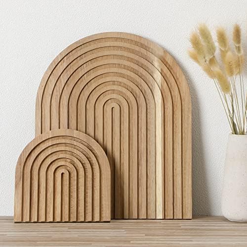 Chunful 2pcs Arch Cutting Board Boho Shelf Decor, Wood Color, Acacia by Chunful
