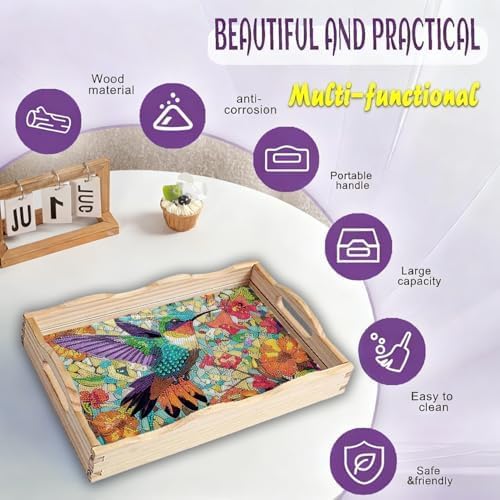 EWJRNSF Hummingbird Diamond Art Tray for Adults Gift Home Decor 9.8×13.8 in - Image 4