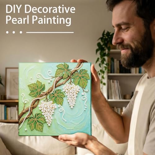 LQCrafK DIY Pearl Art Painting Handcraft Kit for Adults Beginners with Tools and Framed Painting, Creative Design,Self-Adhesive, Healing Stress-Relieving Home Wall Decoration-Grape - Image 5