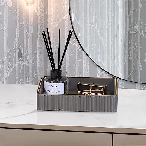 Gray Nightstand Bedside Organizer Tray|Key Bowl for Entryway Table| Bowl for Keys and Wallet Catch All|Small Leather Valet Tray Desk Organizer|EDC Trinket Catchall Key Holder Bowl|Key Basket or Dish - Image 3