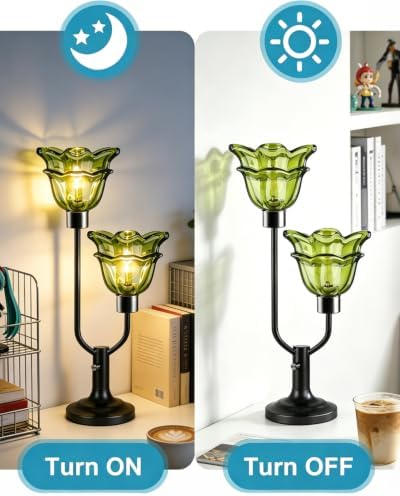 Lightdot Mid Century Modern Flower Green Table Lamp for Bedroom Dimmable - Image 5