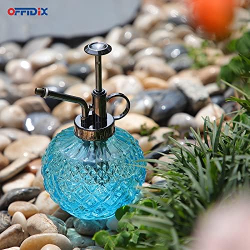 OFFIDIX Glass Plant Mister Vintage Spray Bottle Blue Spritzer with Top Pump - Image 3