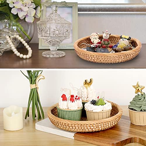 Hipiwe Small Woven Wicker Basket - 7.6" Round Entryway Organizer for Keys - Image 2