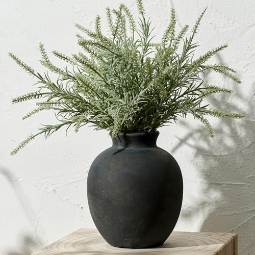SIDUCAL Ceramic Decorative Flower Vase | 7.48 Inch Pottery Rustic Farmhouse Boho Vase for Home Decor, Table, Living Room, Bathroom, Coffee Desk, Shelf, Mantel Decoration, Wedding, Bronze by SIDUCAL
