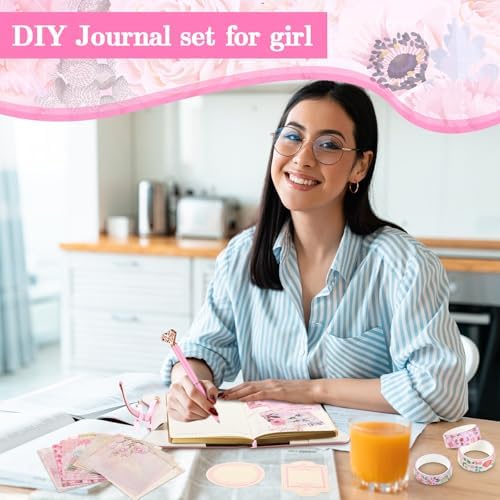 Janlaugh DIY Journal Diary with Lock Pack Scrapbook Kit, Pink, Classic - Image 5