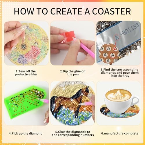 Spring Horse Diamond Art Coasters, Diamond Painting Coaster Kit for Adults - Image 3