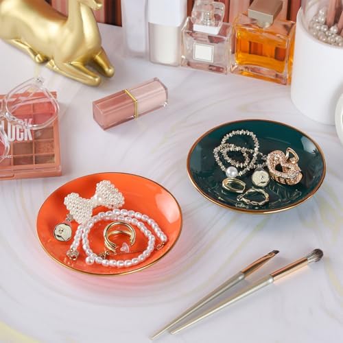 VanEnjoy 5.3 Inch Jewelry Dish Tray Small Jewelry Tray for Women Green Ceramic Trinket Dish Catch All Tray for Ring Earring Necklace Bracelet Key - Image 3