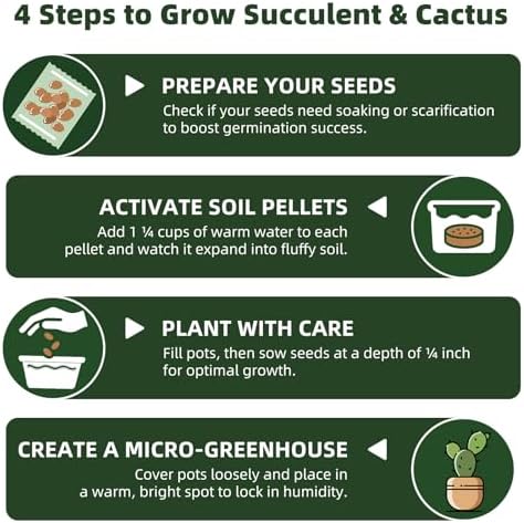 Succulent & Cactus Seed Kit for Planting, Premium Cactus & Succulent Starter Kit: 4 Growing Pot, Markers, Seeds Mix, Soil - Beginner Indoor Cacti Kit – House Plant - Men Women DIY Gift Kits - Image 3