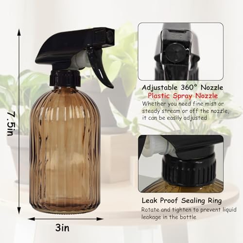 YYTSGG Glass Plant Mister Bottle, 13.5oz, Brown - Image 2