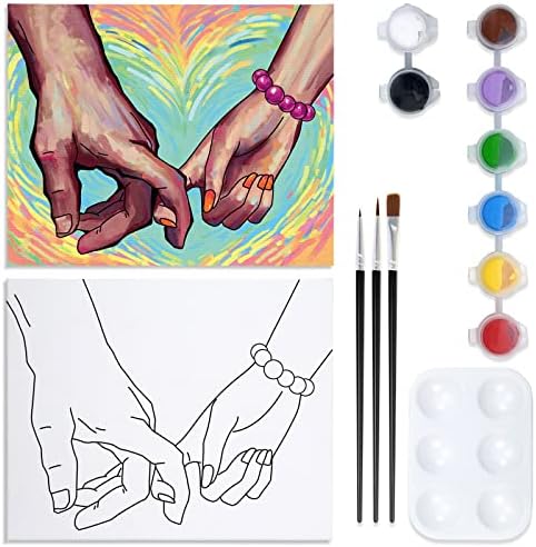 Nuberlic 8x10 Canvas Painting Kit Pre Drawn Canvas for Painting Sip and Paint for Adults Birthday Valentine's Day Gift Love Theme DIY Adult Party Favor by Nuberlic